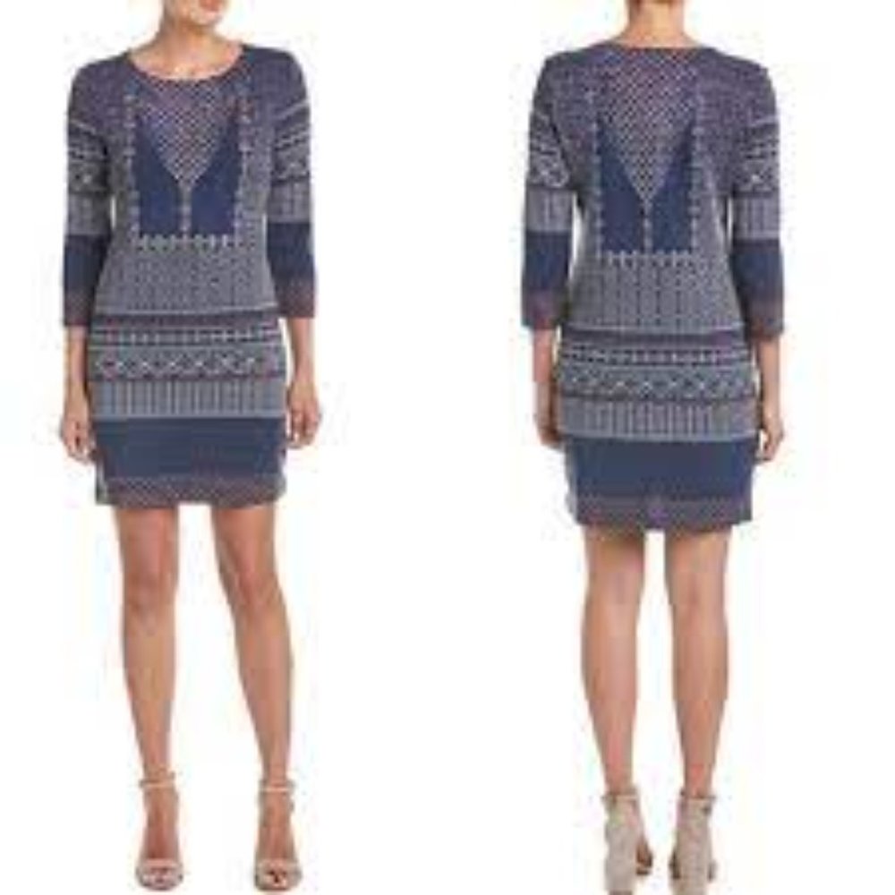 BCBGMaxAzria Blue Patterned Mini Dress
